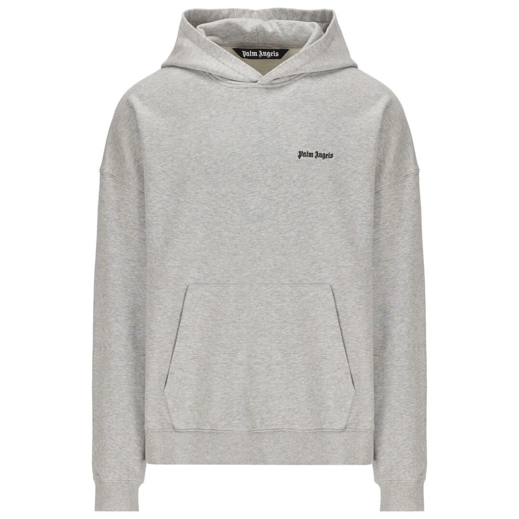 Palm Angels Mens Embroidered Logo Grey Hoodie - Size Large